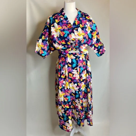 Vintage floral Jaeger outfit set, skirt & top, floral set, floral skirt, size M, - Picture 12 of 16